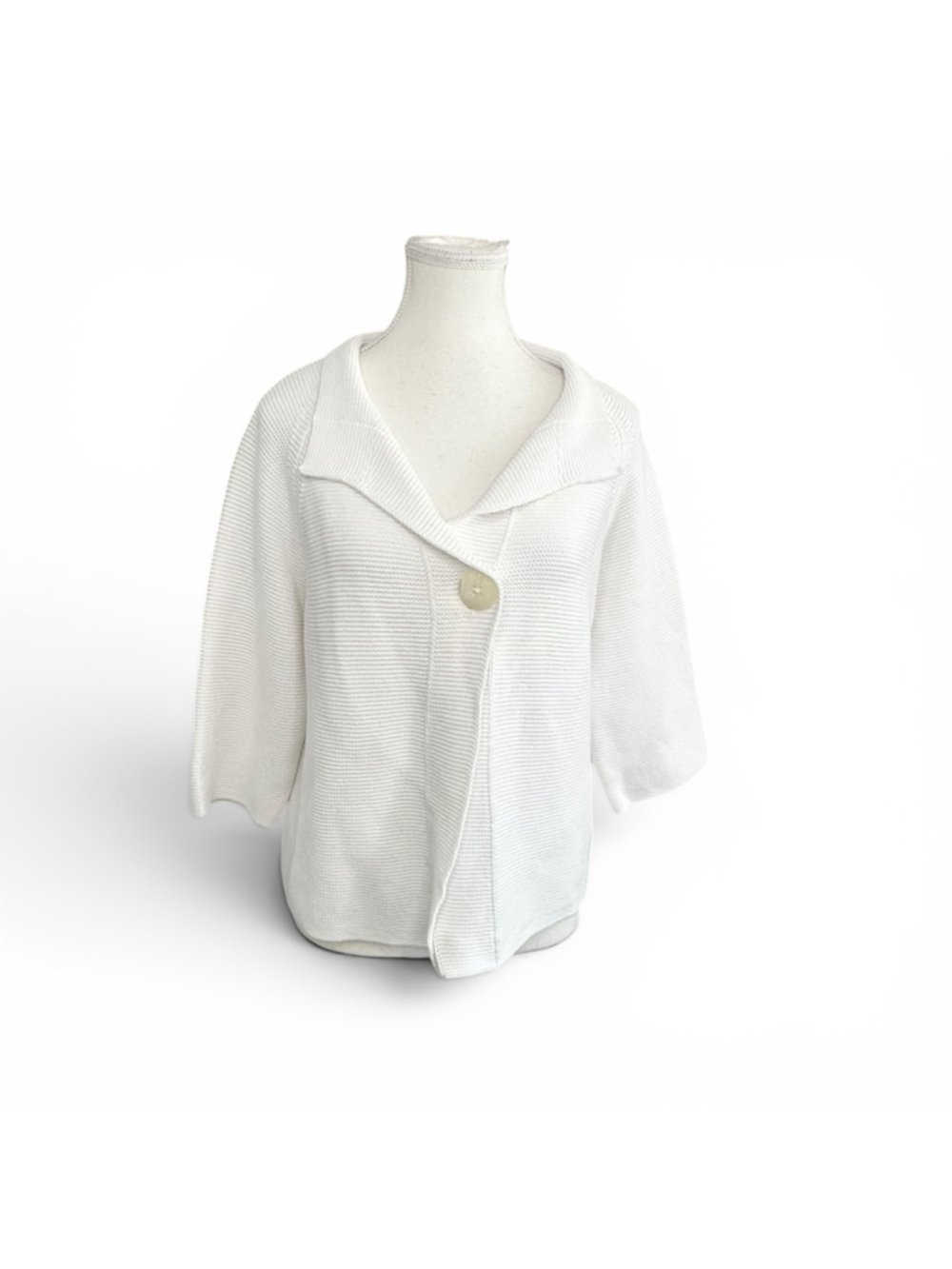 Kinross White Cotton Sweater Cardigan Minimalist Coastal Luxe Knit